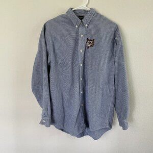 Warner Bros Looney Tunes Button Shirt Size L Blue Plaid Tasmanian Devil Vintage
